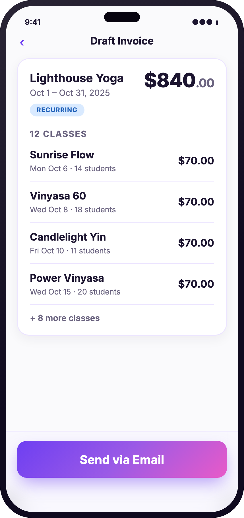 Draft invoice