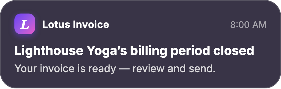 Push notification: your invoice is ready